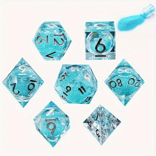 7pcs Sharp Edge Sand Polyhedral Dice Set Halloween Christmas Gift