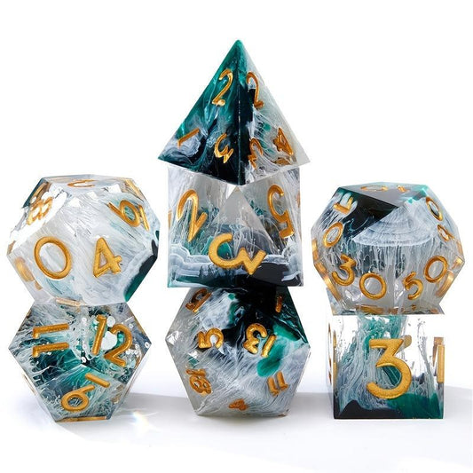 Colored Resin Dice Roll Game 7 Sided Dice Role Playing Board Game Gift