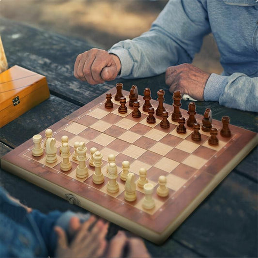 3-in-1 Chess Board Folding Wooden Portable Game Board