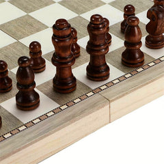 3-in-1 Chess Board Folding Wooden Portable Game Board