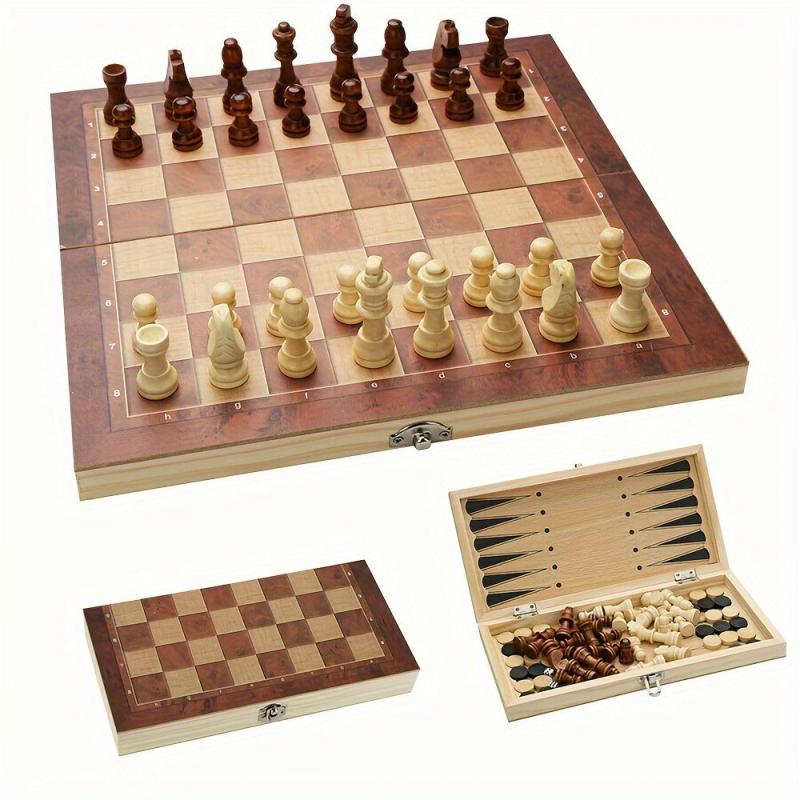 3-in-1 Chess Board Folding Wooden Portable Game Board
