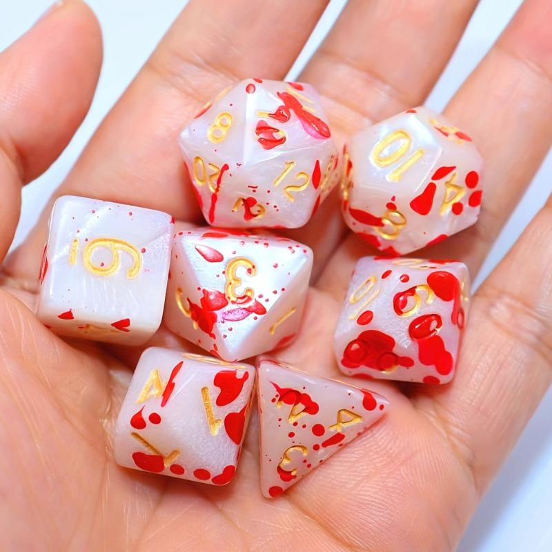 Blood-Stained Red Polyhedral Dice Set 7-Piece