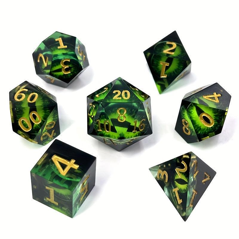 7pcs Resin Green Dragon's Eye Devil's Eye Dices Board Game