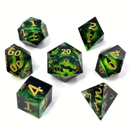 7pcs Resin Green Dragon's Eye Devil's Eye Dices Board Game