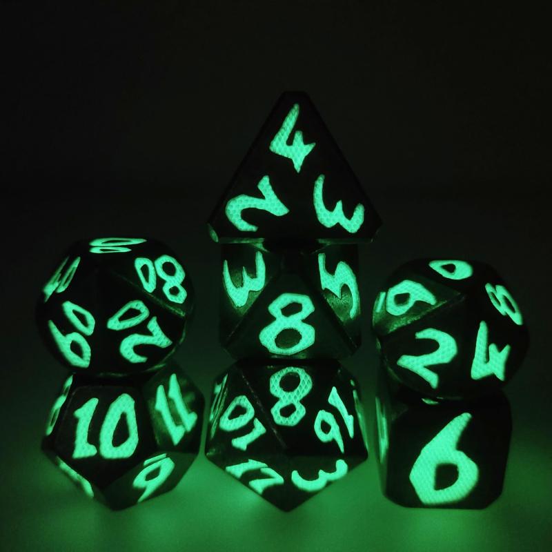 Dragon Scale Metal Glowing Dice Set