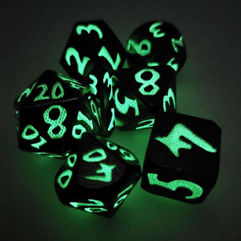 Dragon Scale Metal Glowing Dice Set