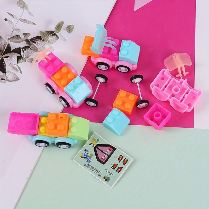10pcs Cartoon Mini Puzzle Building Blocks Car Toys