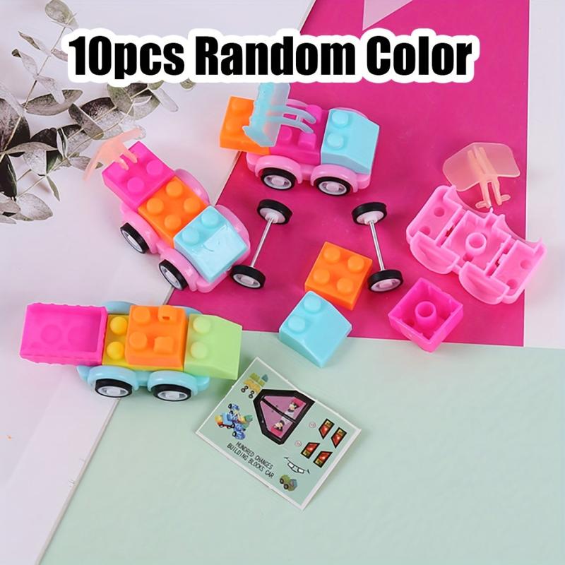 10pcs Cartoon Mini Puzzle Building Blocks Car Toys