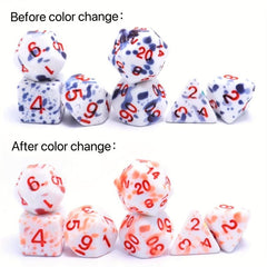 7pcs Dark Spray Painted Temperature Changing Magical Dice Set
