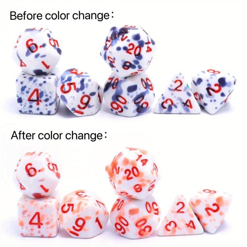 7pcs Dark Spray Painted Temperature Changing Magical Dice Set