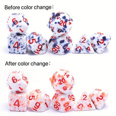7pcs Dark Spray Painted Temperature Changing Magical Dice Set