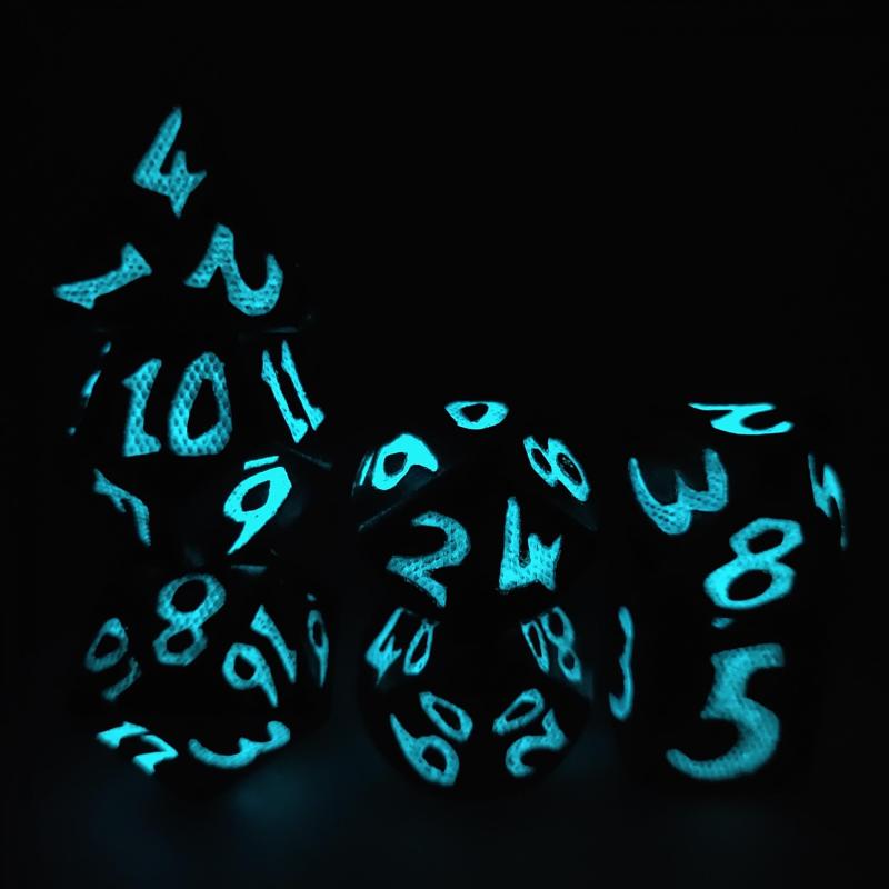 7pcs Dragon Scale Luminous Metal Polyhedral Dices For Board Game