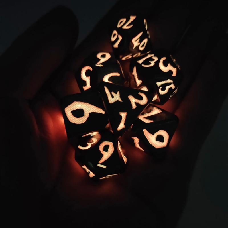 7pcs Dragon Scale Pink Luminous Polyhedral Dices Board Game