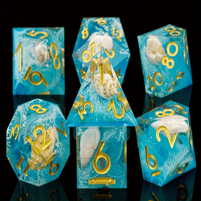 7pcs Polyhedral Resin Dice RPG Tabletop Game Gift