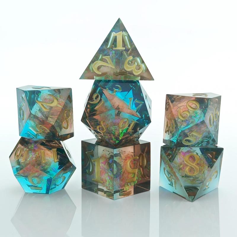 7pcs Resin Dice Set And Polyhedral Dice Set in Packaging