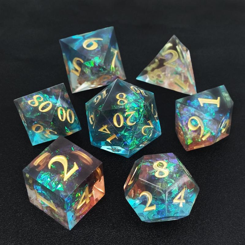 7pcs Resin Dice Set And Polyhedral Dice Set in Packaging