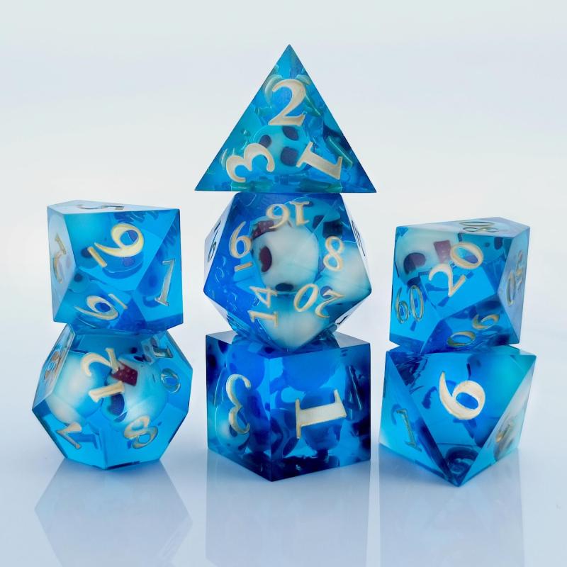 7pcs Resin Dice Set And Polyhedral Dice Set in Packaging