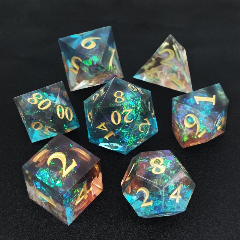 7pcs Resin Dice Set And Polyhedral Dice Set in Packaging