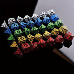 Multicolored Polyhedral Dice Set for Board Games