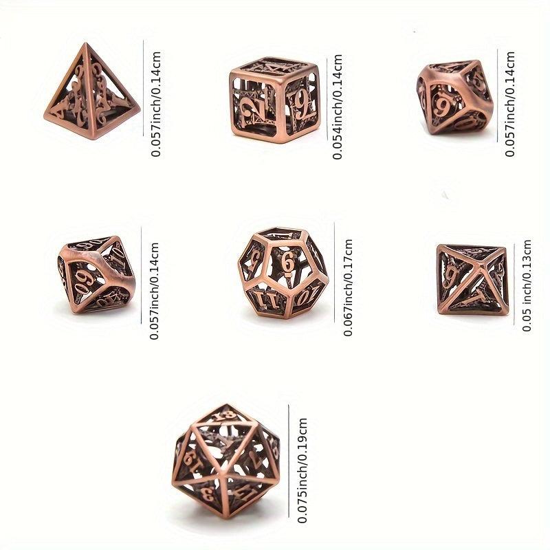 7pcs Hollow Iron Tower Metal Dices for Board Games