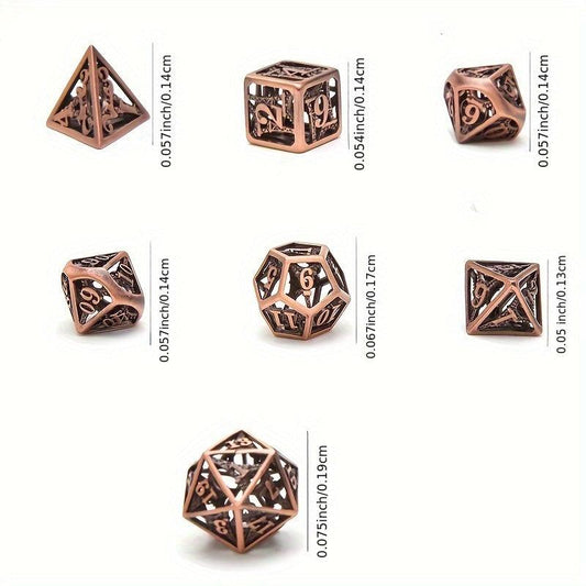 7pcs Hollow Iron Tower Metal Dices for Board Games