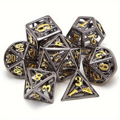 7pcs Hollow Iron Tower Metal Dices for Board Games