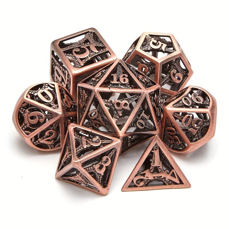 7pcs Hollow Iron Tower Metal Dices for Board Games