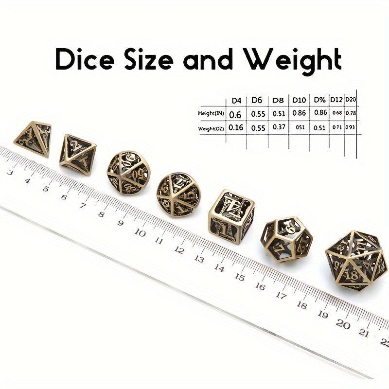7pcs Hollow Iron Tower Metal Dices for Board Games