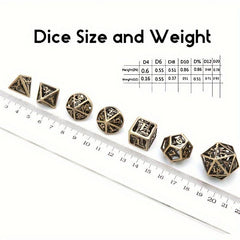 7pcs Hollow Iron Tower Metal Dices for Board Games