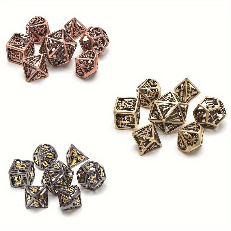 7pcs Hollow Iron Tower Metal Dices for Board Games