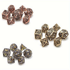 7pcs Hollow Iron Tower Metal Dices for Board Games