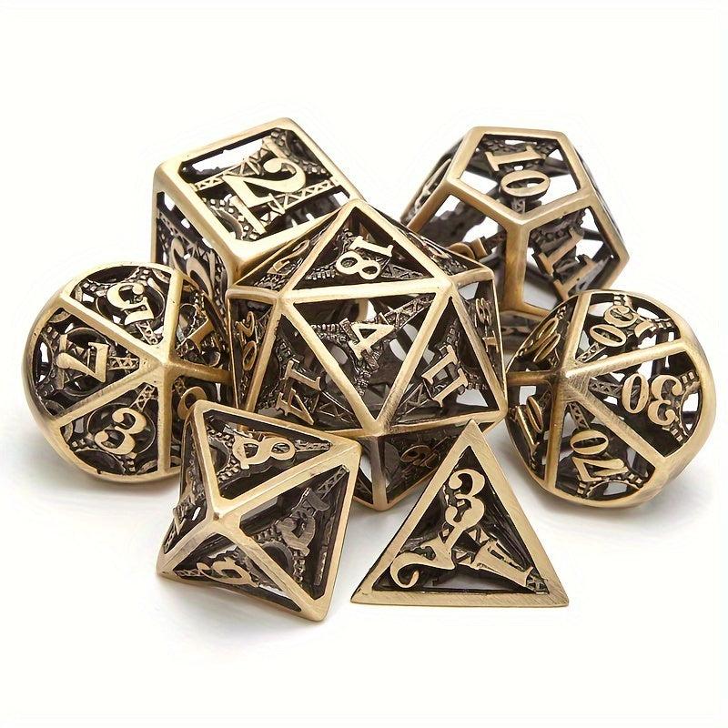 7pcs Hollow Iron Tower Metal Dices for Board Games