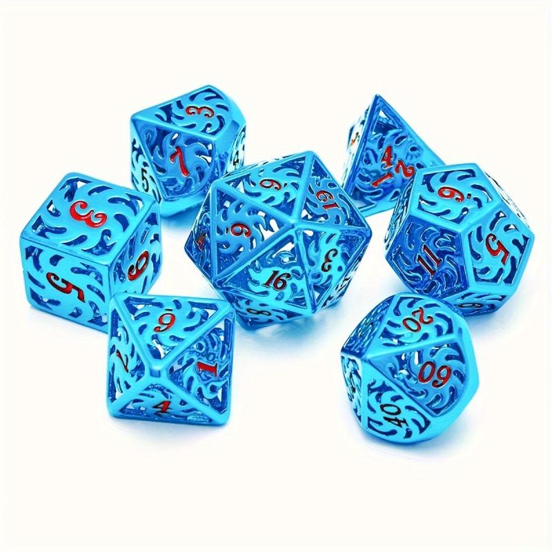 7pcs Hollow Metal Polyhedral Dice Set for Role Playing Table Game