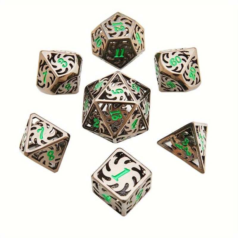 7pcs Hollow Metal Polyhedral Dice Set for Role Playing Table Game