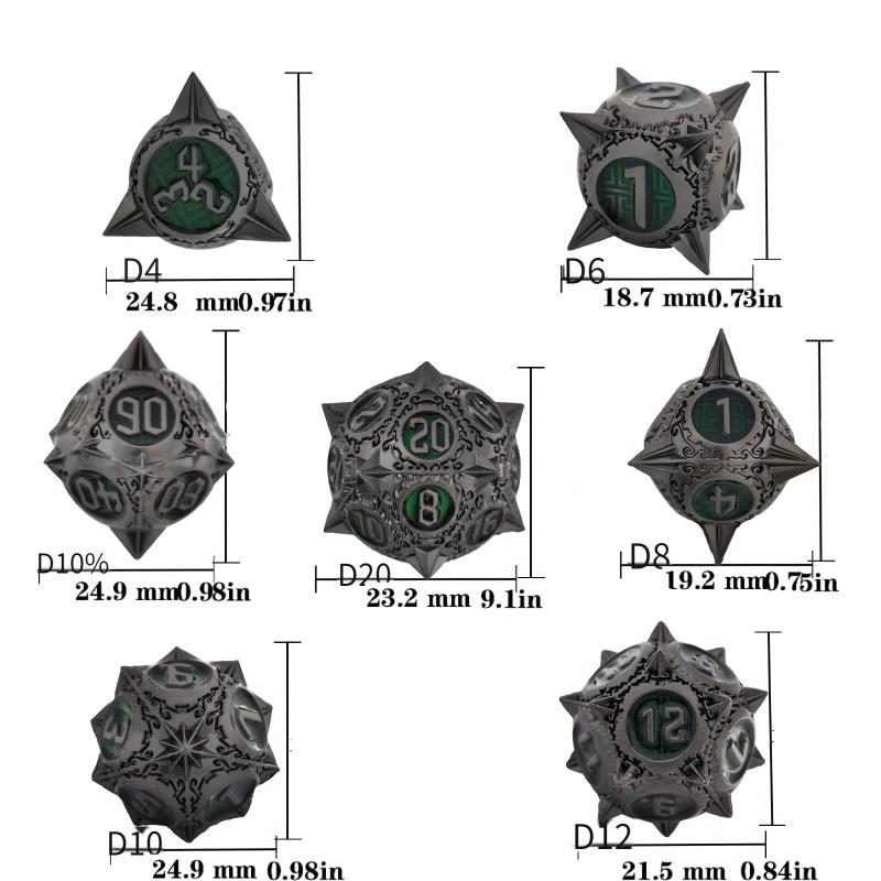 7pcs Metal Polyhedral Dice Set For RPG Board Games