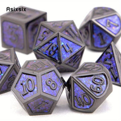 7pcs Purple Metal Polyhedral Dice Set for RPG Board Game