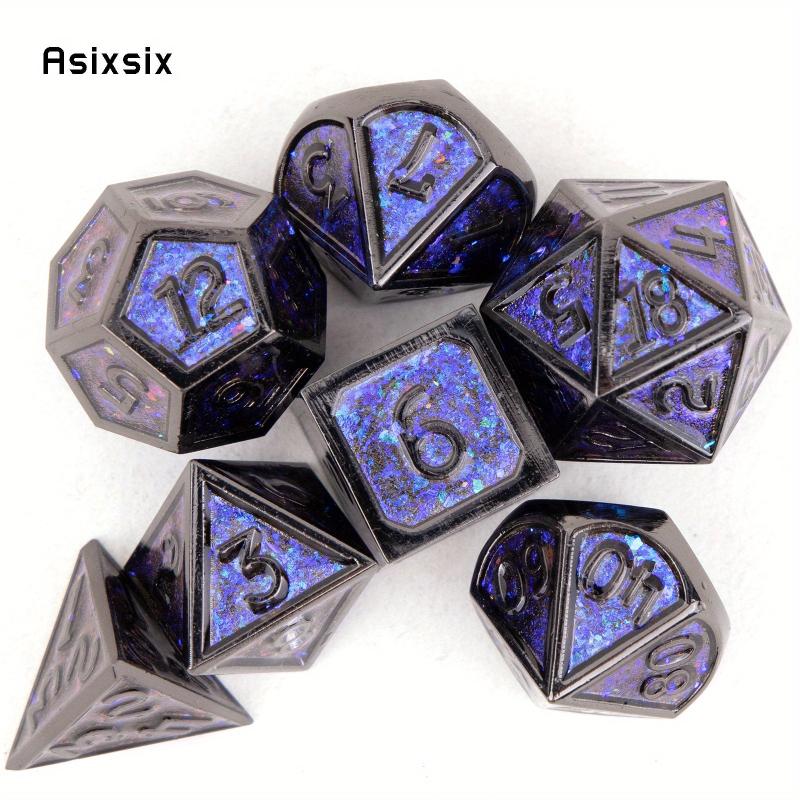 7pcs Purple Metal Polyhedral Dice Set for RPG Board Game