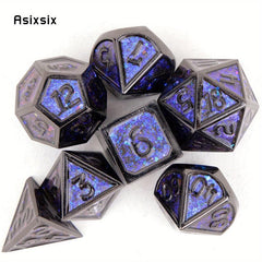 7pcs Purple Metal Polyhedral Dice Set for RPG Board Game
