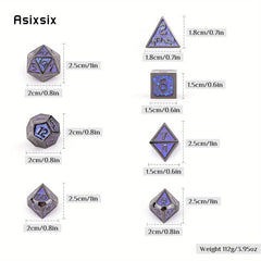 7pcs Purple Metal Polyhedral Dice Set for RPG Board Game