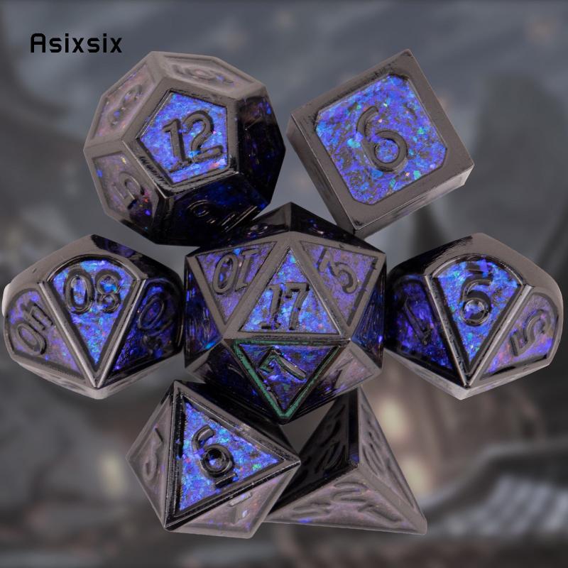 7pcs Purple Metal Polyhedral Dice Set for RPG Board Game