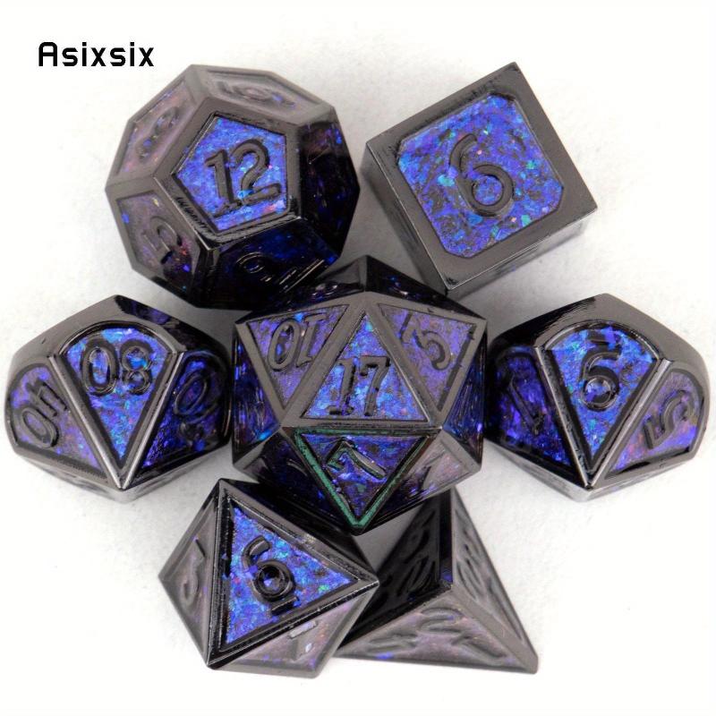 7pcs Purple Metal Polyhedral Dice Set for RPG Board Game