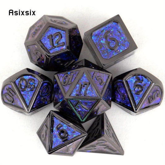 7pcs Purple Metal Polyhedral Dice Set for RPG Board Game