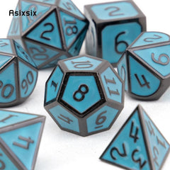 7pcs Green Metal Polyhedral Dice Set for Role Playing Board Game