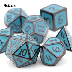 7pcs Green Metal Polyhedral Dice Set for Role Playing Board Game