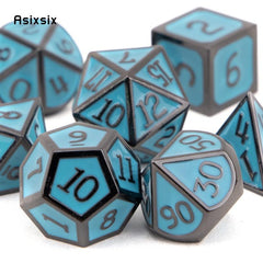7pcs Green Metal Polyhedral Dice Set for Role Playing Board Game
