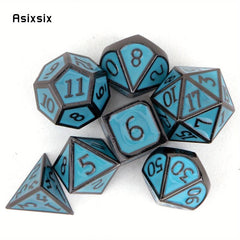 7pcs Green Metal Polyhedral Dice Set for Role Playing Board Game