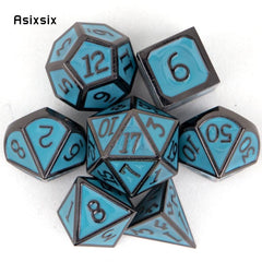 7pcs Green Metal Polyhedral Dice Set for Role Playing Board Game