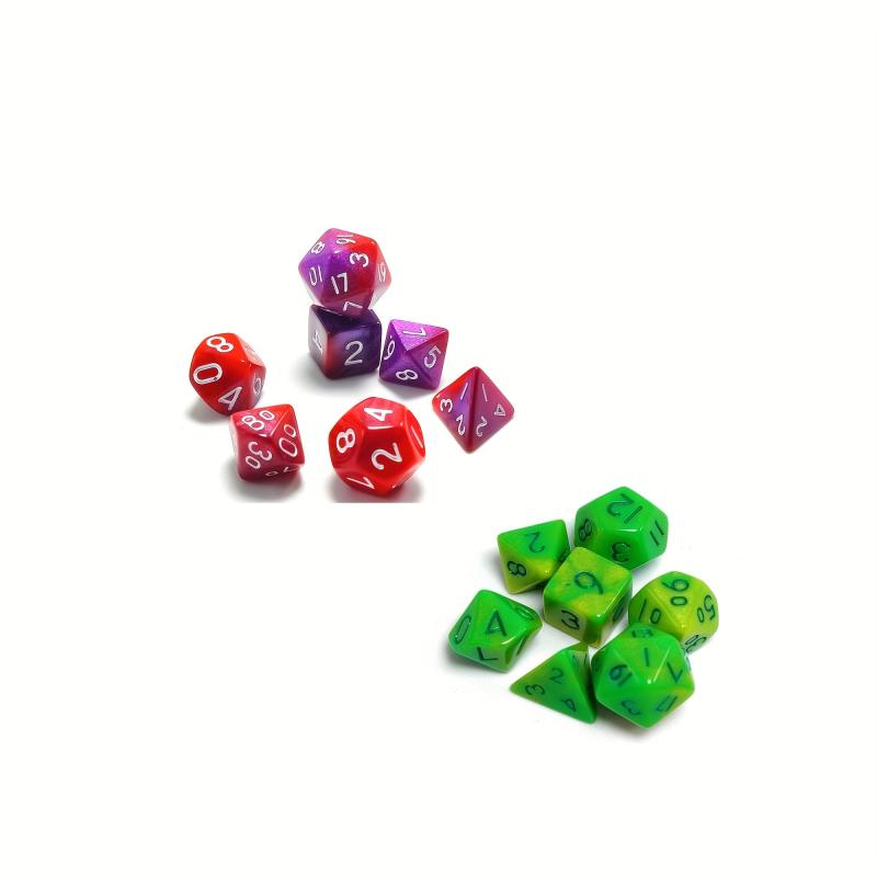 Mini Dice Set Light Green And Green Red And Purple Polyhedral Dice Set