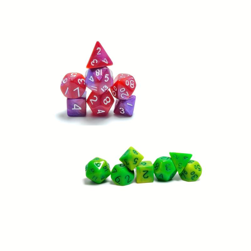 Mini Dice Set Light Green And Green Red And Purple Polyhedral Dice Set