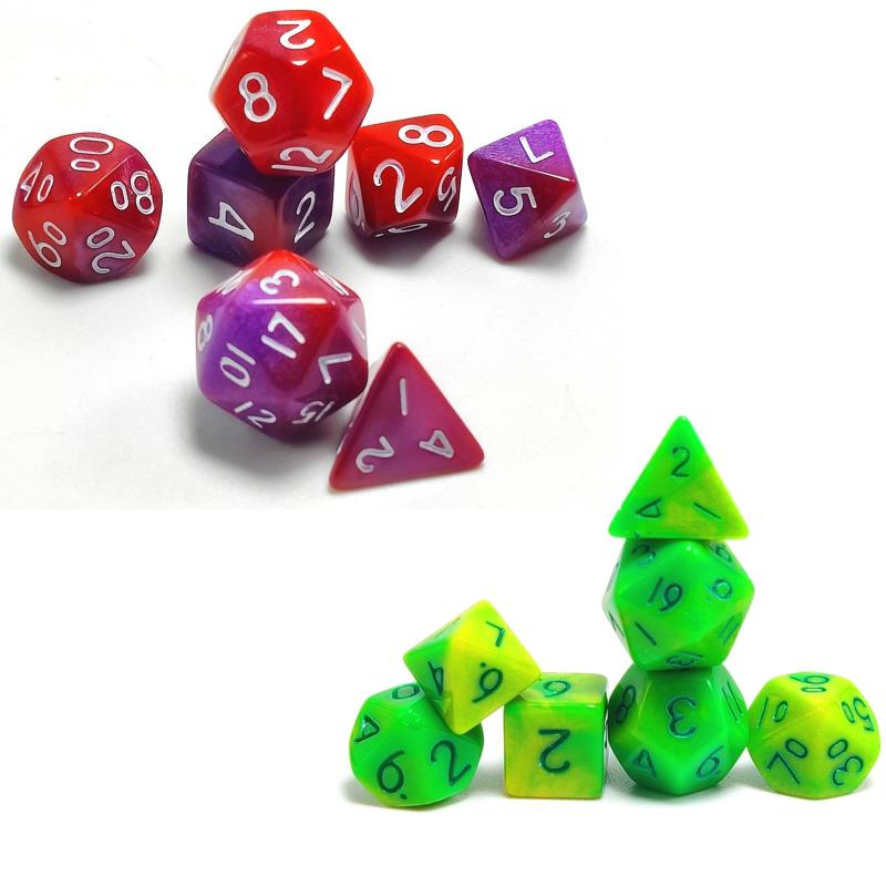 Mini Dice Set Light Green And Green Red And Purple Polyhedral Dice Set